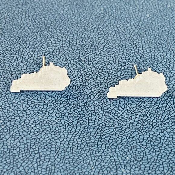 Kentucky Glitter Acrylic White Stud Earrings - Picture 1 of 3